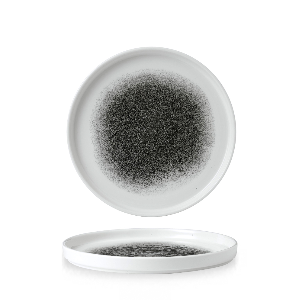 145974 Teller flach walled 21,7cm RAKU Quartz black