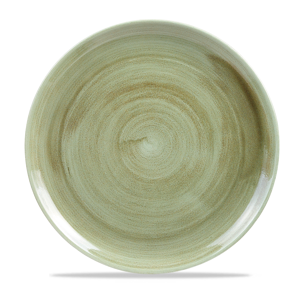 122907 Teller flach coup 28cm STONECAST PATINA burnished green