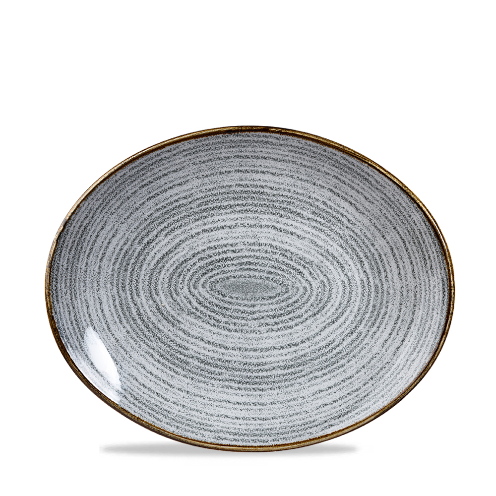 122992 Platte oval coup 27x23cm STUDIO PRINTS HOMESPUN stone grey
