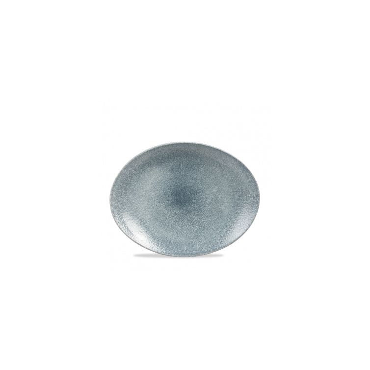 122880 Platte oval coup 32x26cm RAKU topaz blue