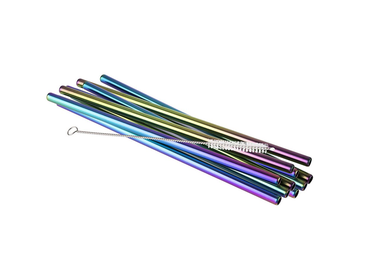 Trinkhalme 11er Set Regenbogen Ø 8 mm, Länge: 21,5 cm