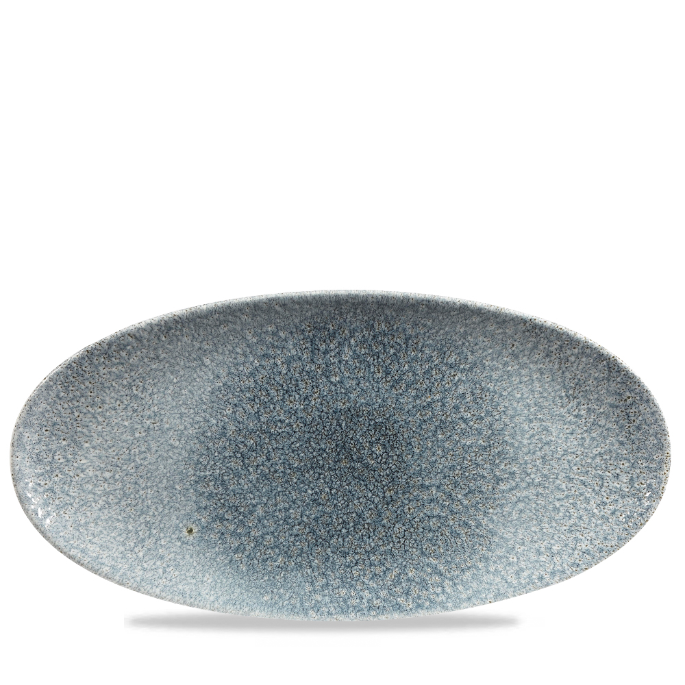 Platte Chefs oval 34,7x17,3cm RAKU Topaz blue