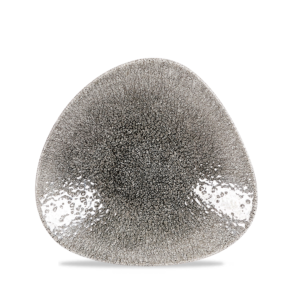 Schale Shallow dreieckig 21x21cm RAKU Quartz black