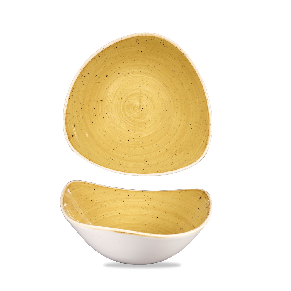 130692zwGdcphgSC6qZ Schale dreieckig 23,5cm STONECAST mustard seed yellow