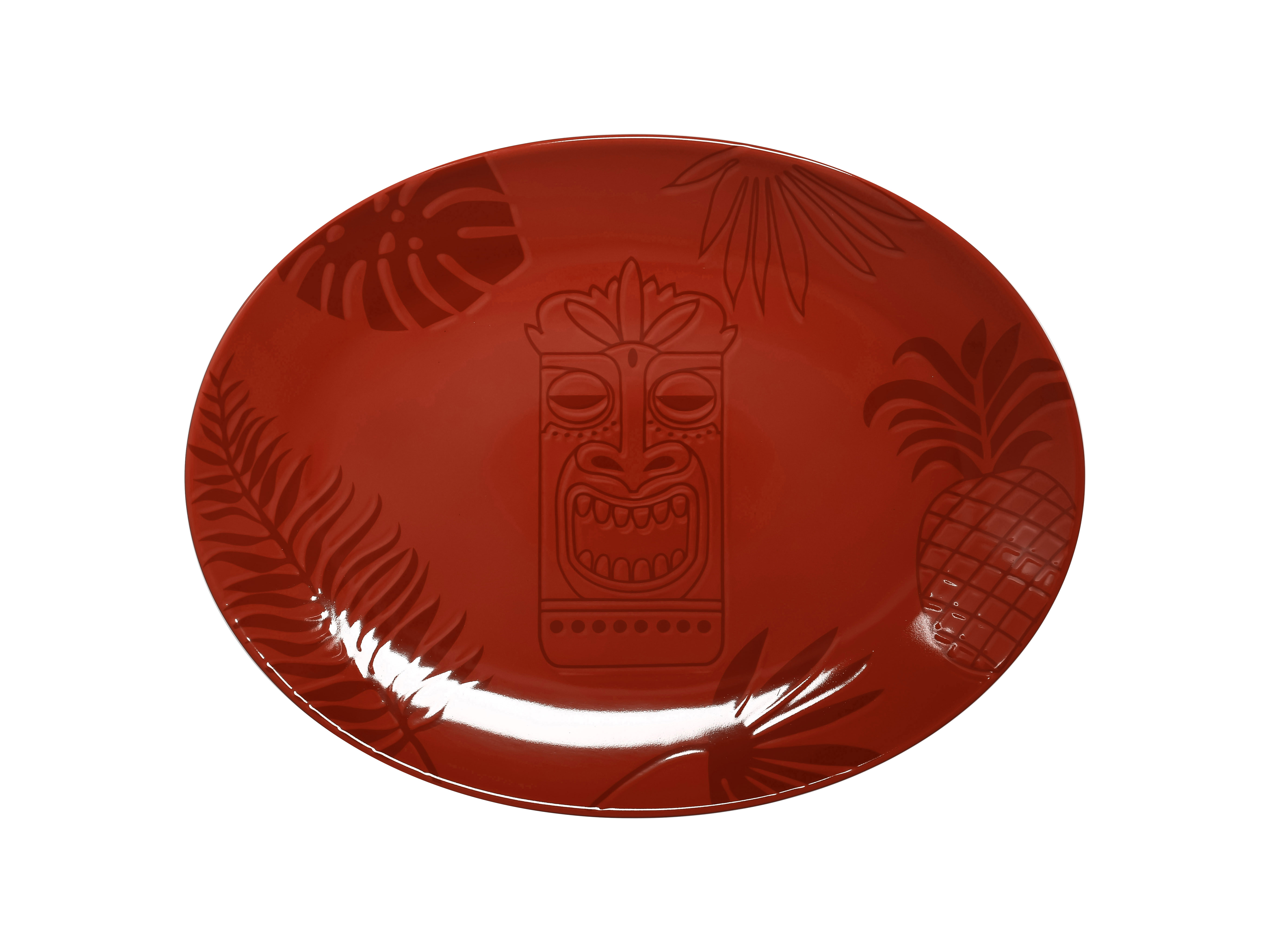Platte oval 36x27cm AZTEK red