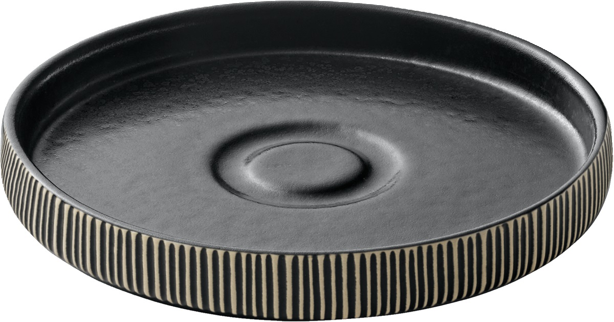 Untertasse rund 15cm NARA RELIEF schwarz/weiß Untertasse rund 15cm NARA RELIEF schwarz/weiß