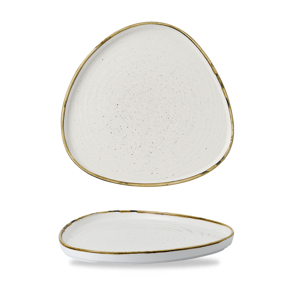 Teller dreieckig walled 26cm STONECAST barley white