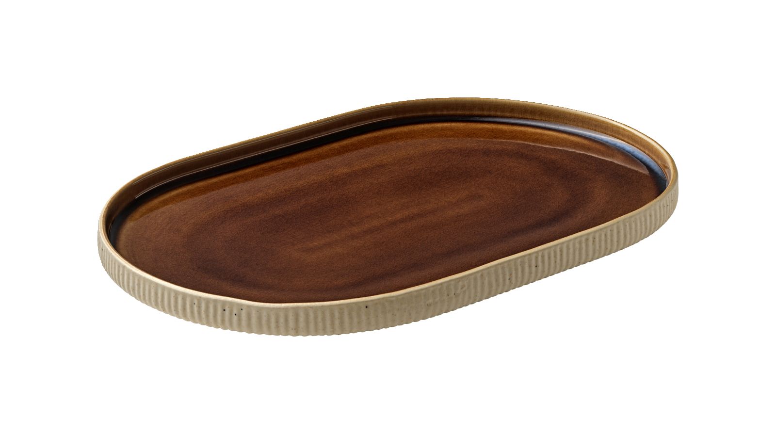 Platte oval 30cm NARA RELIEF braun
