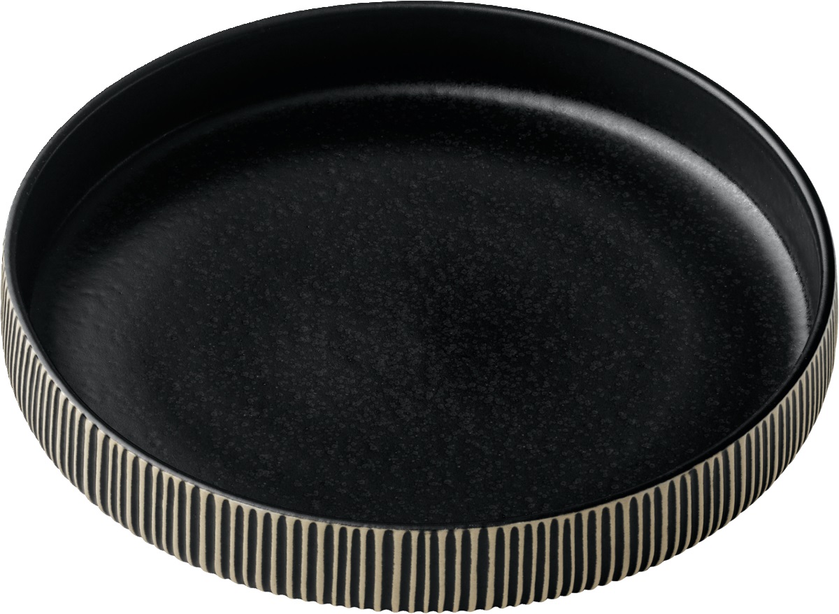 Teller tief rund hoher Rand 24cm NARA RELIEF schwarz/weiß Teller tief rund hoher Rand 24cm NARA RELIEF schwarz/weiß