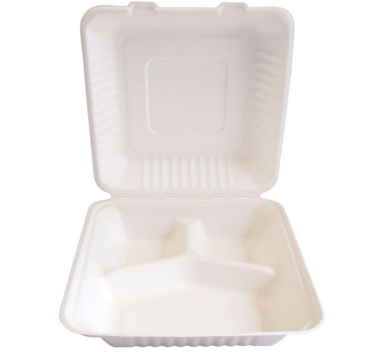 25 Stück Lunchbox 22,5x20x9cm 3-geteilt weiß