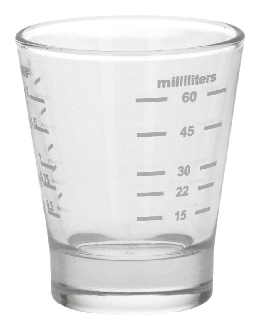 Glas mit Skalierung 15-60 ml