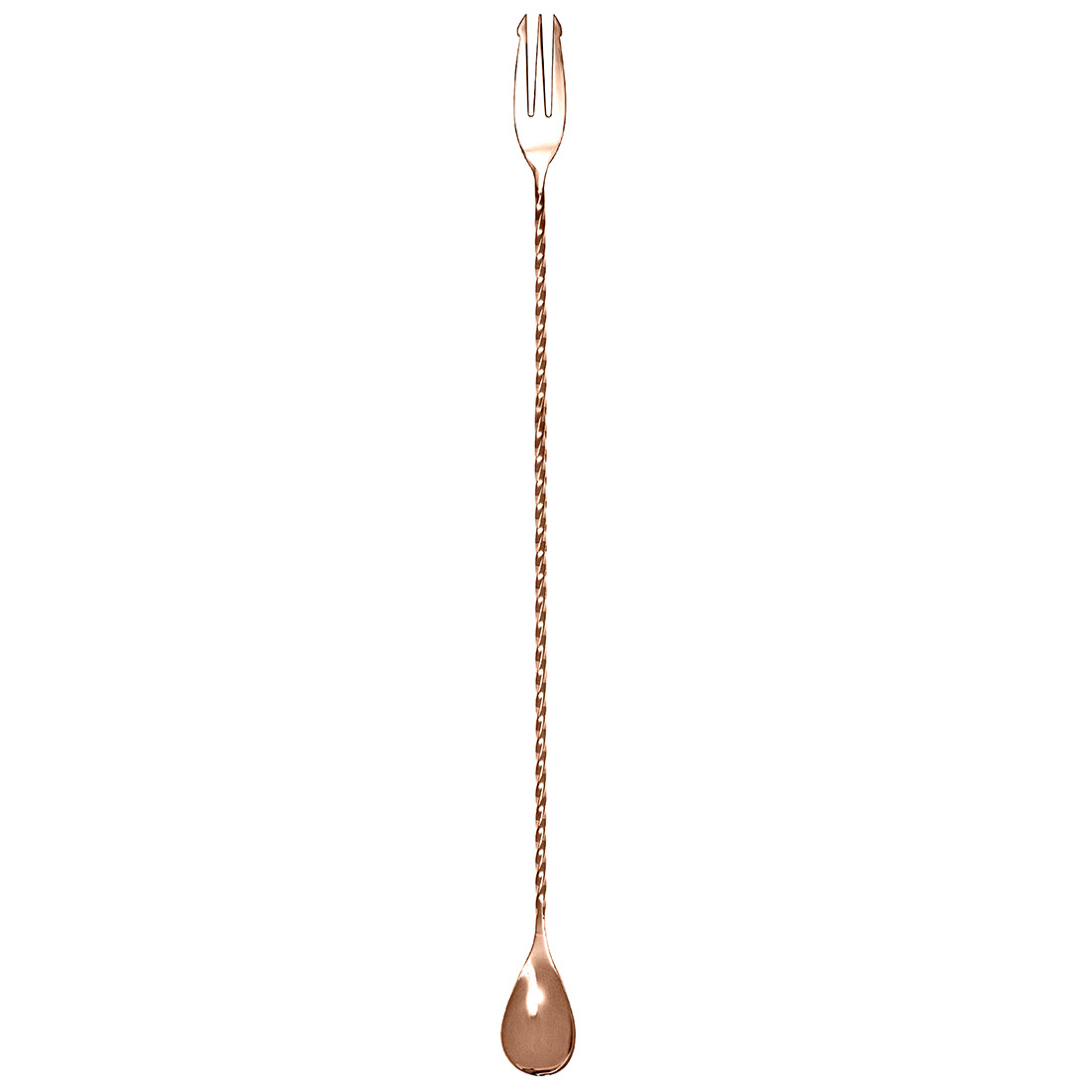 Barlöffel mit Gabel Edelstahl kupferfarben 40 cm Barlöffel mit Gabel Edelstahl kupferfarben 40 cm