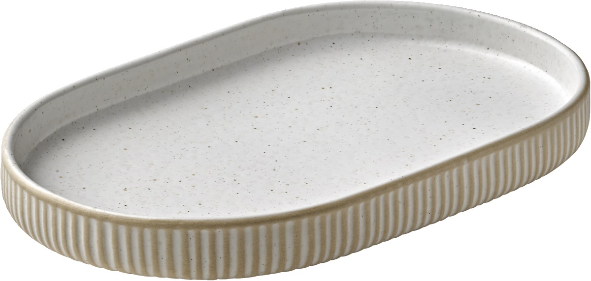 Platte oval 18cm NARA RELIEF weiß