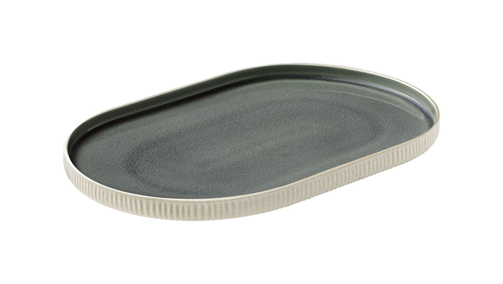 Platte oval 30cm NARA RELIEF grau