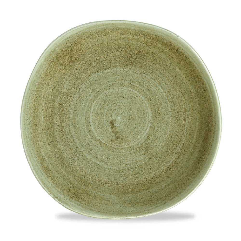 123049 Teller flach Organic 26cm STONECAST PATINA burnished green