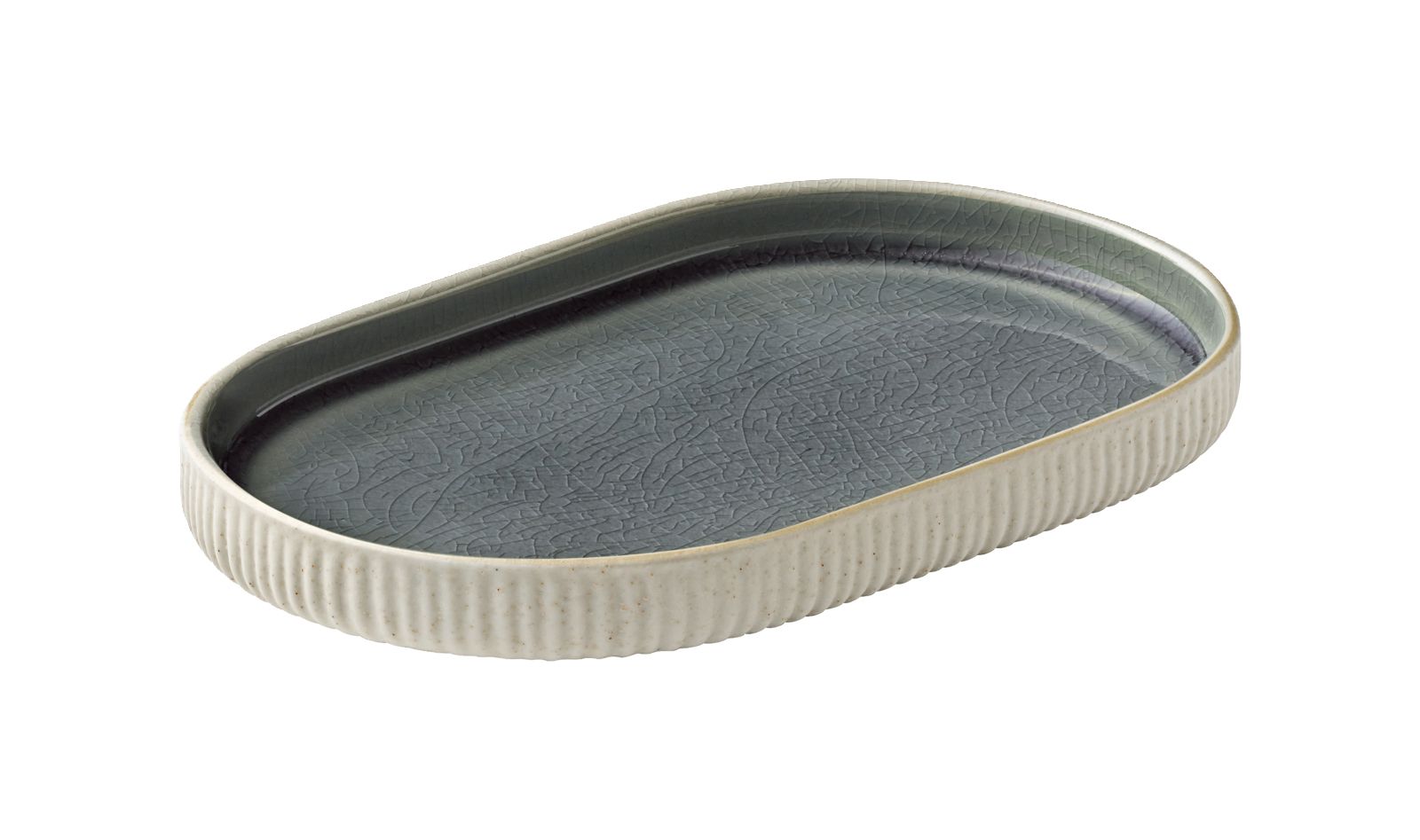Platte oval 18cm NARA RELIEF grau