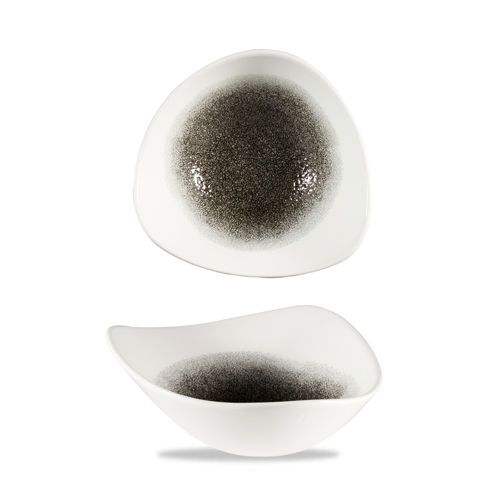 153075 Schale dreickig 18,5cm RAKU Quartz black