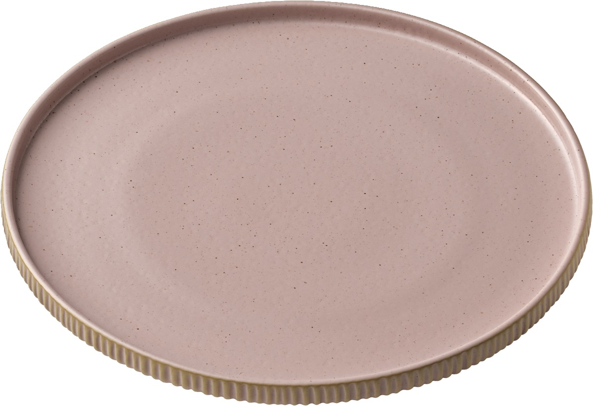 Teller flach rund hoher Rand 27cm NARA RELIEF rosé