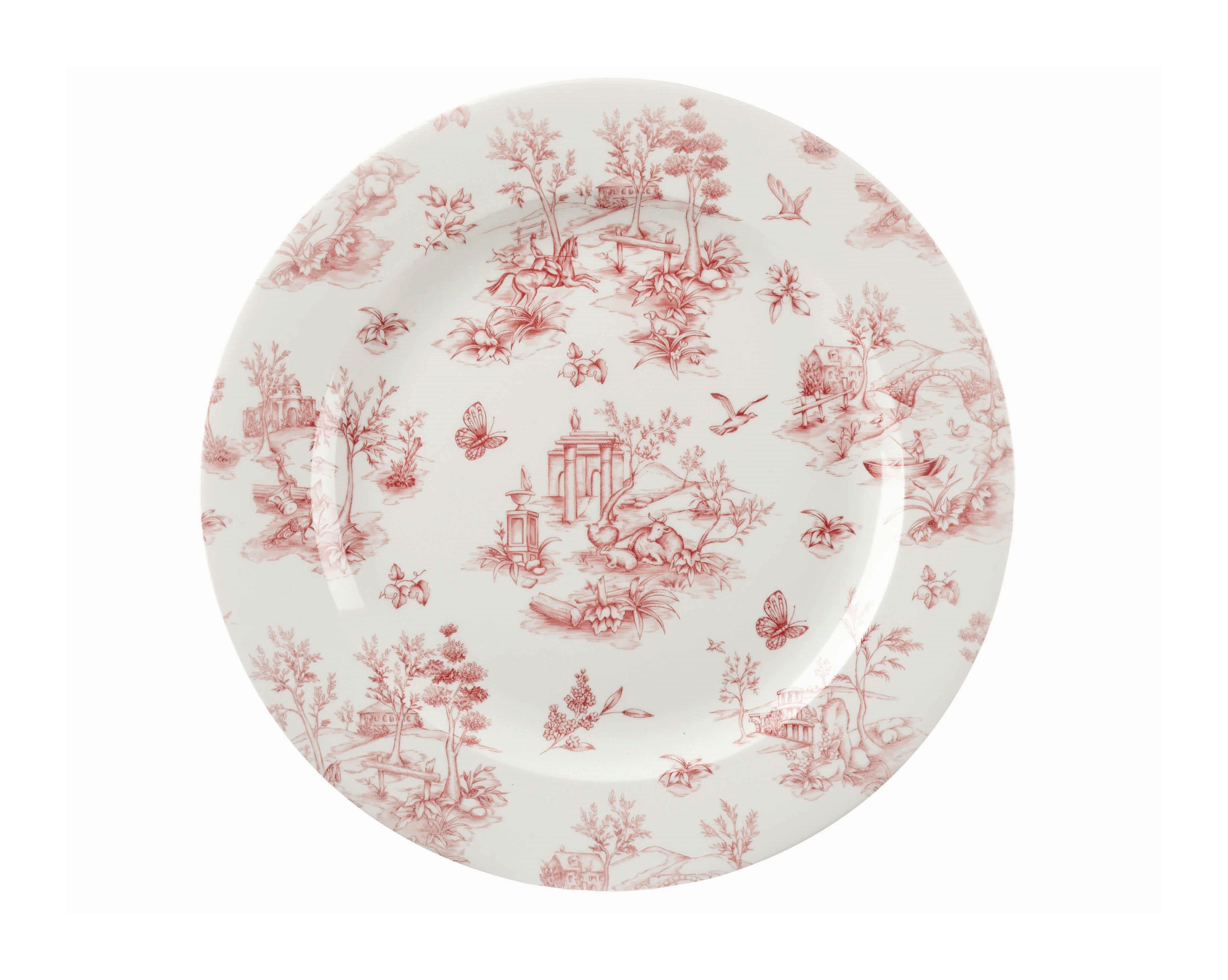 Teller flach 21cm VINTAGE PRINTS cranberry toile