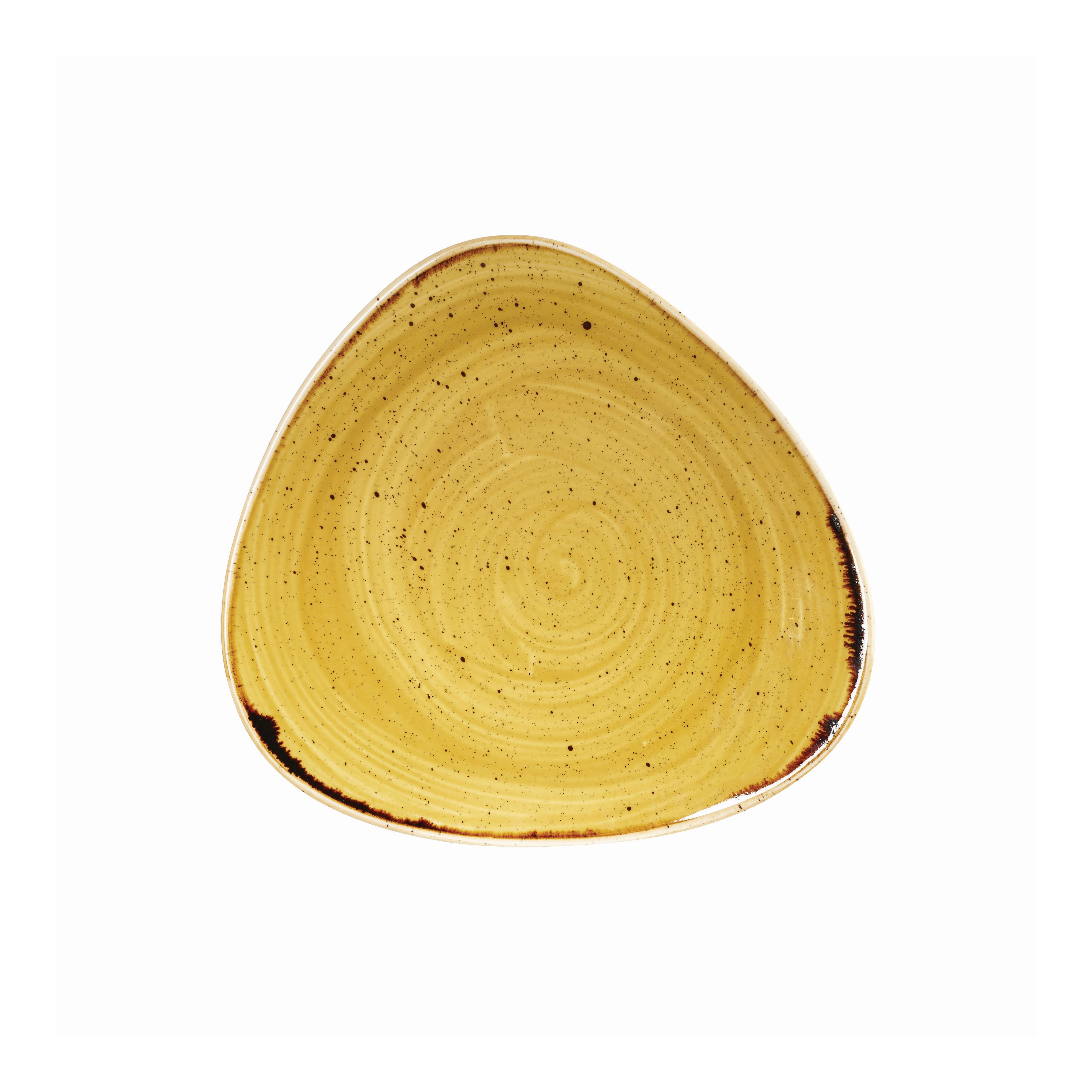 Teller flach dreieckig 22,9cm STONECAST mustard seed yellow