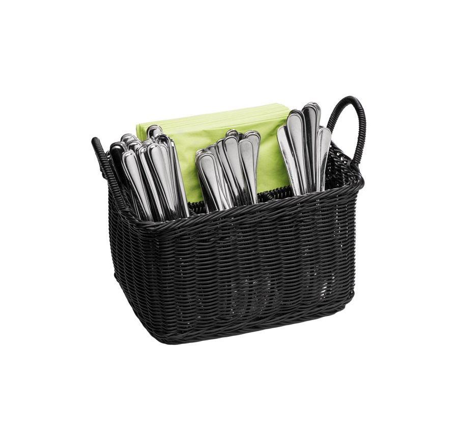 06155 Besteck-Korb mit Fächern 26x18cm H:15cm ECONOMIC schwarz