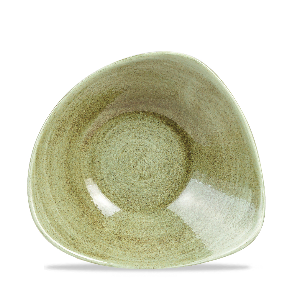 122858 Schale dreieckig 24cm STONECAST PATINA burnished green