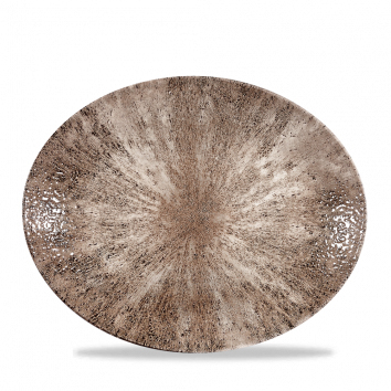 Teller flach oval coup 31,7cm STONECAST zircon brown