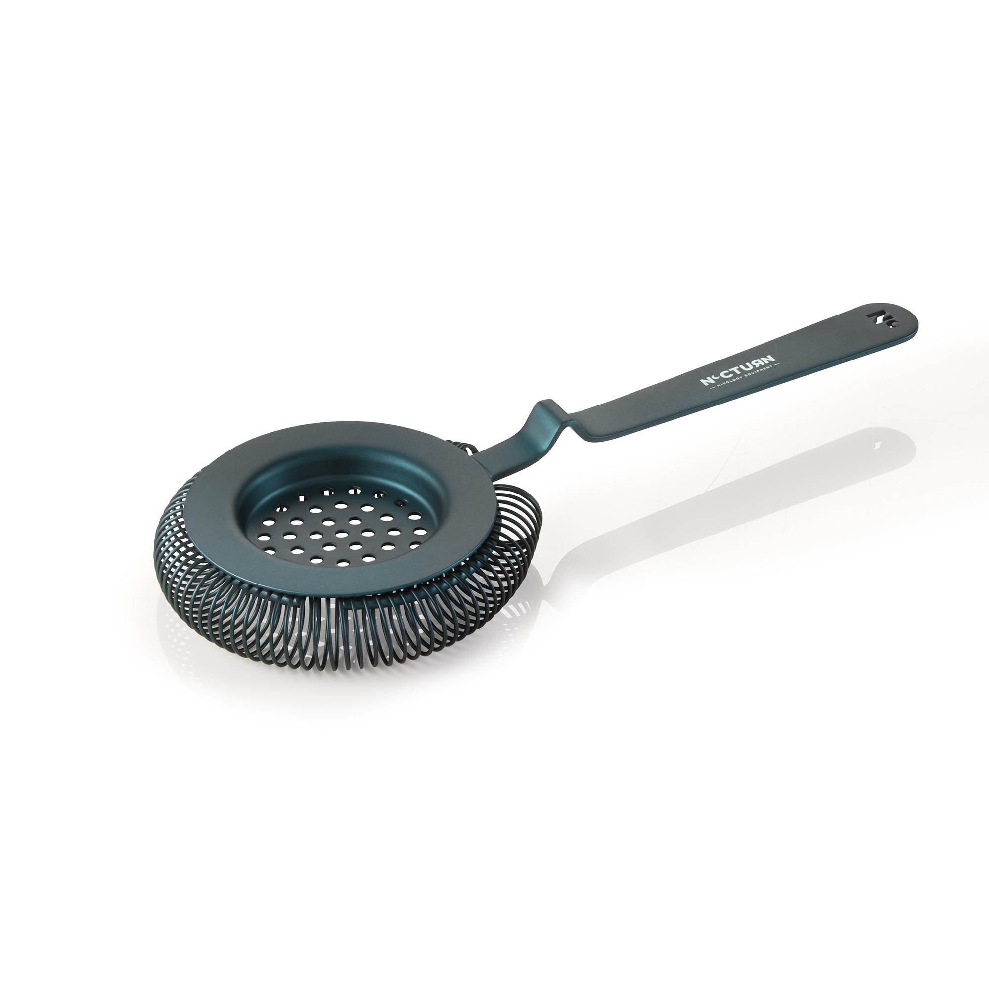 Barsieb mit Feder Ø8,5cm 20,5cm NOCTURN 18/8 blau matt