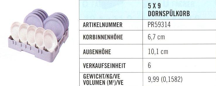 Dornspülkorb 5x9 softgrau