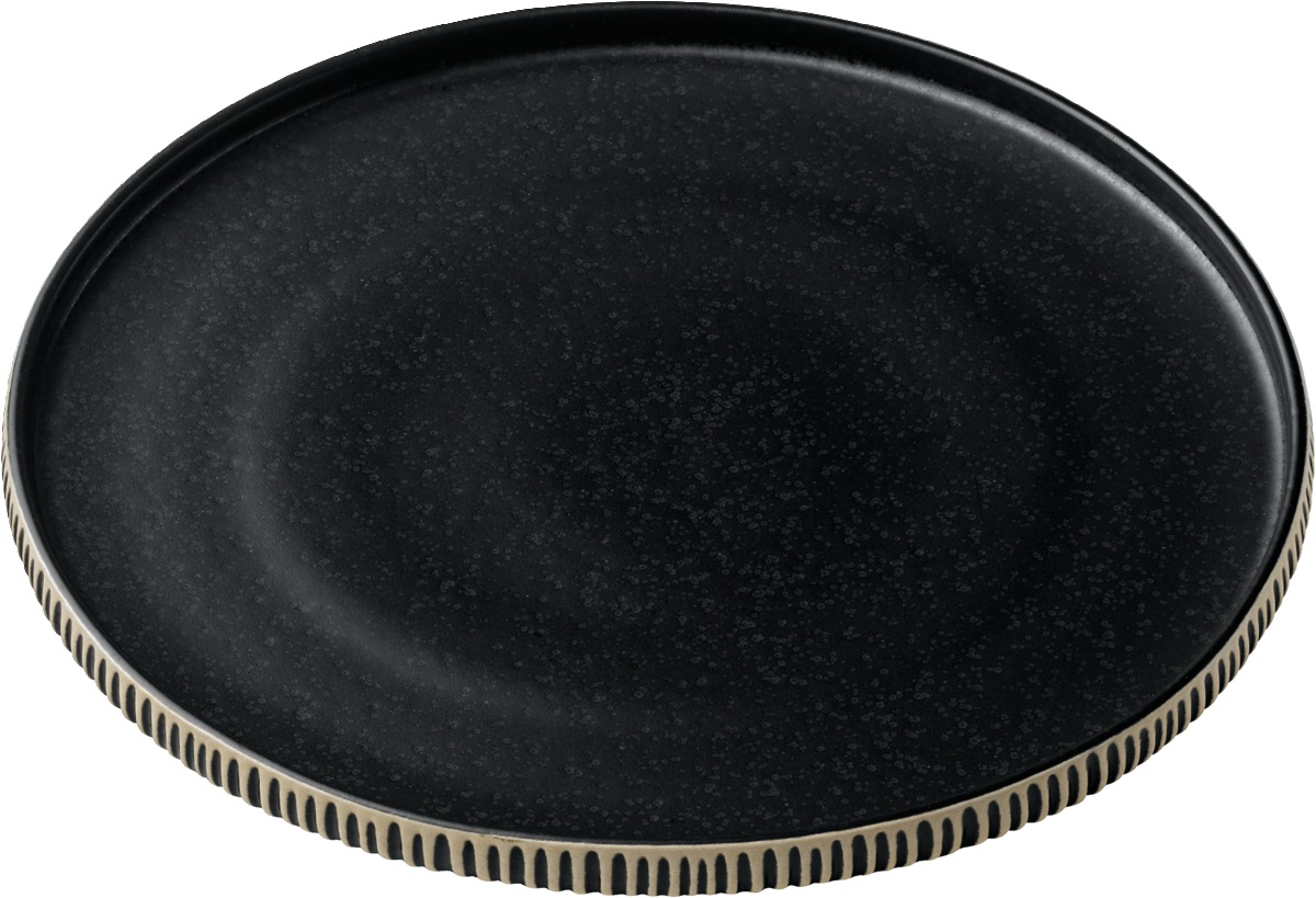 Teller flach rund hoher Rand 21cm NARA RELIEF schwarz/weiß Teller flach rund hoher Rand 21cm NARA RELIEF schwarz/weiß