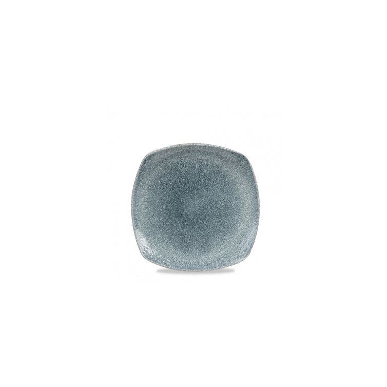 123010 Teller flach eckig 22x22cm RAKU topaz blue