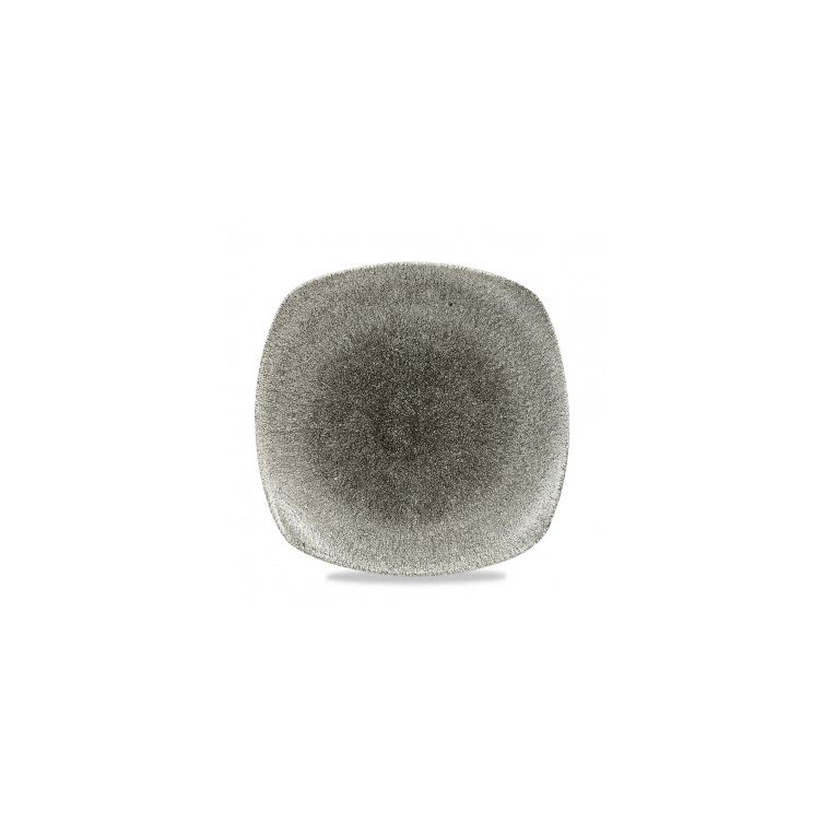 123020 Teller flach eckig 25x25cm RAKU quartz black