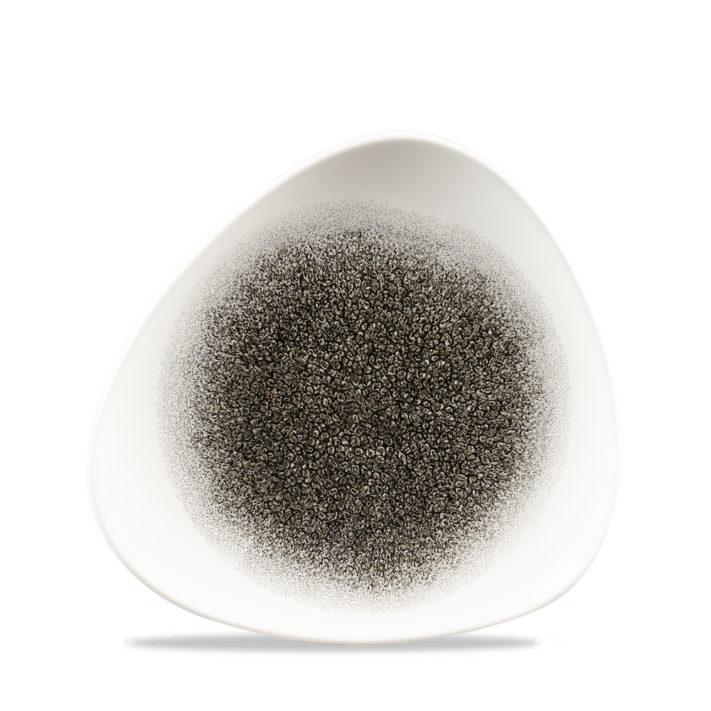 155653 Teller flach dreickig 19,2cm RAKU Quartz black