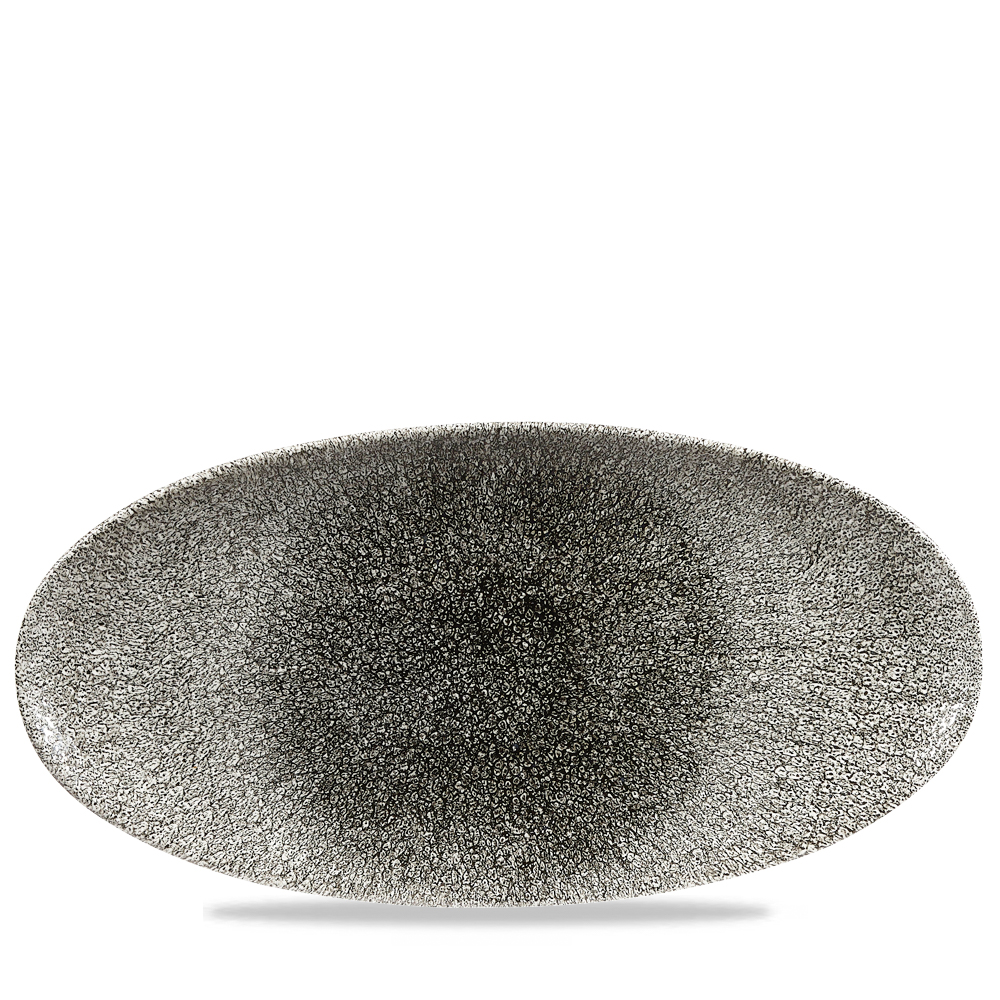Platte Chefs oval 34,7x17,3cm RAKU Quartz black