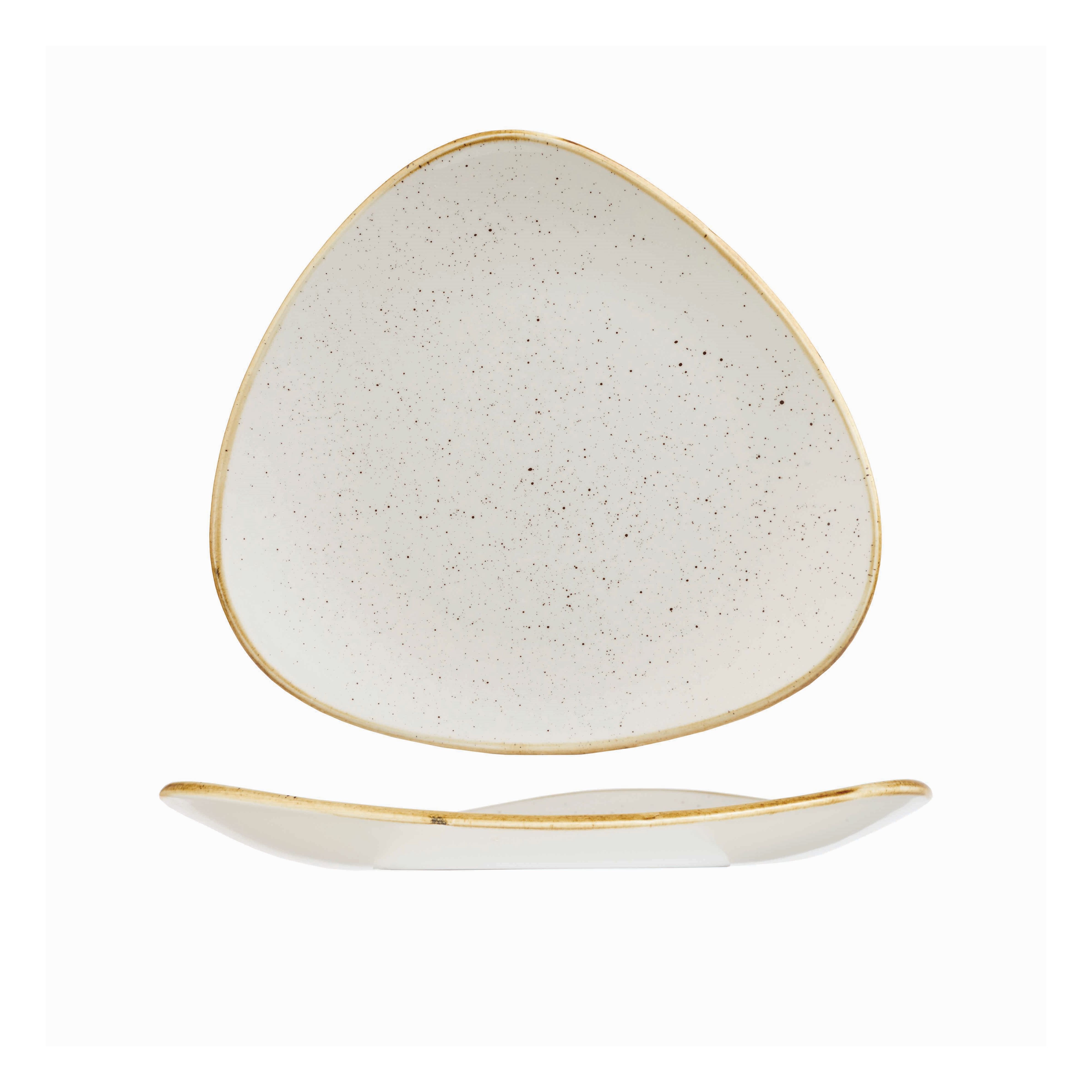 20698 Teller flach dreieckig 22,9cm STONECAST barley white