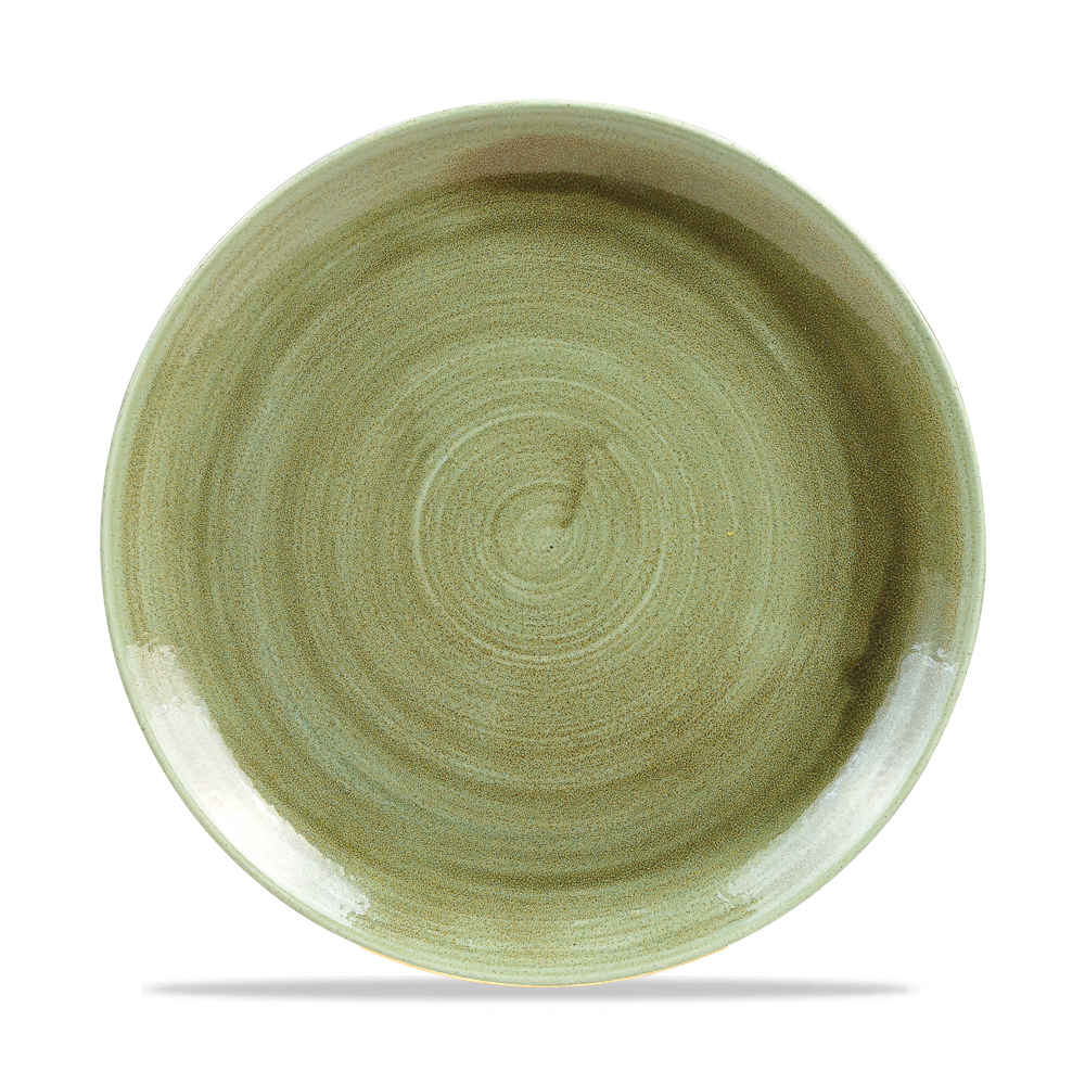 122890 Teller flach coup 26cm STONECAST PATINA burnished green