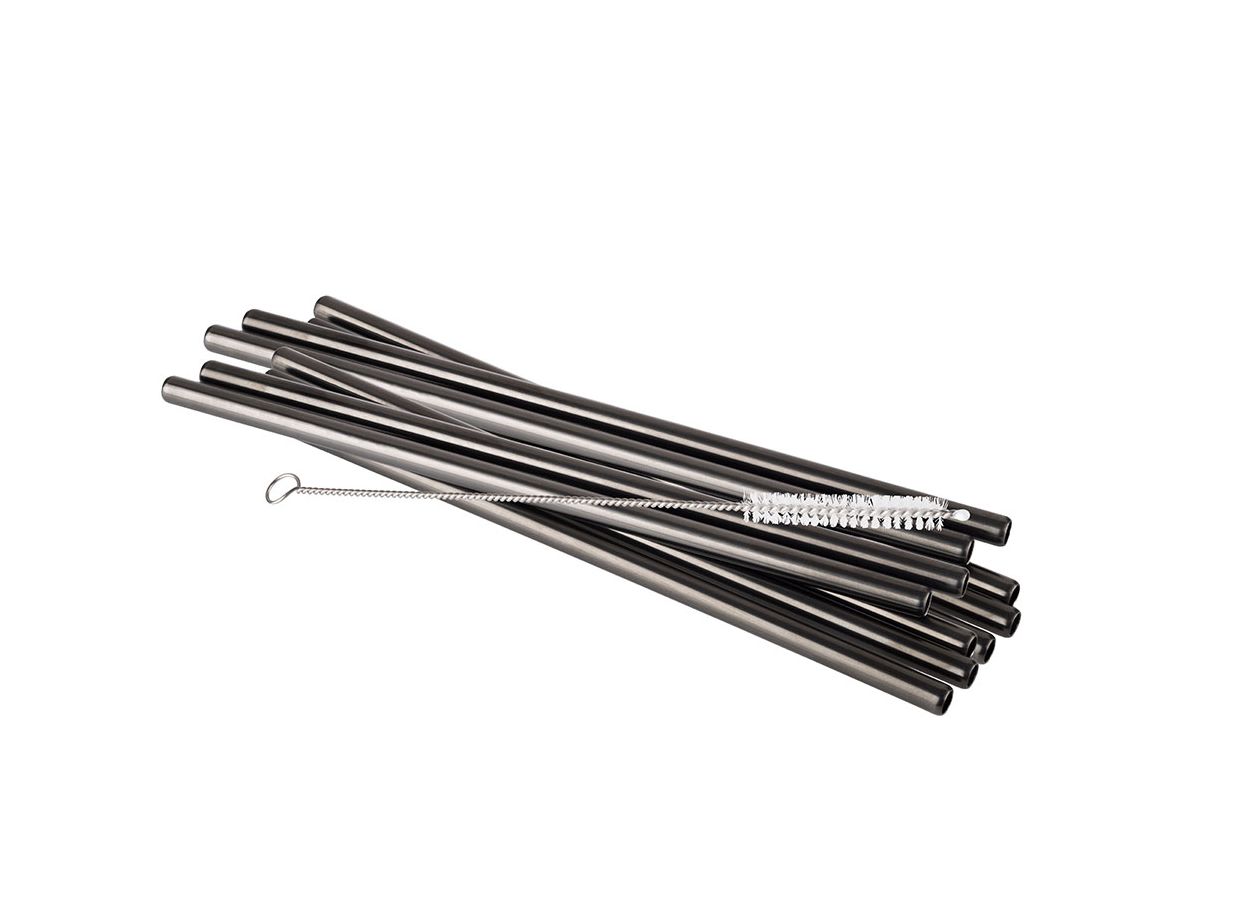 Trinkhalme 11er Set Edelstahl Ø 8 mm, Länge: 21,5 cm