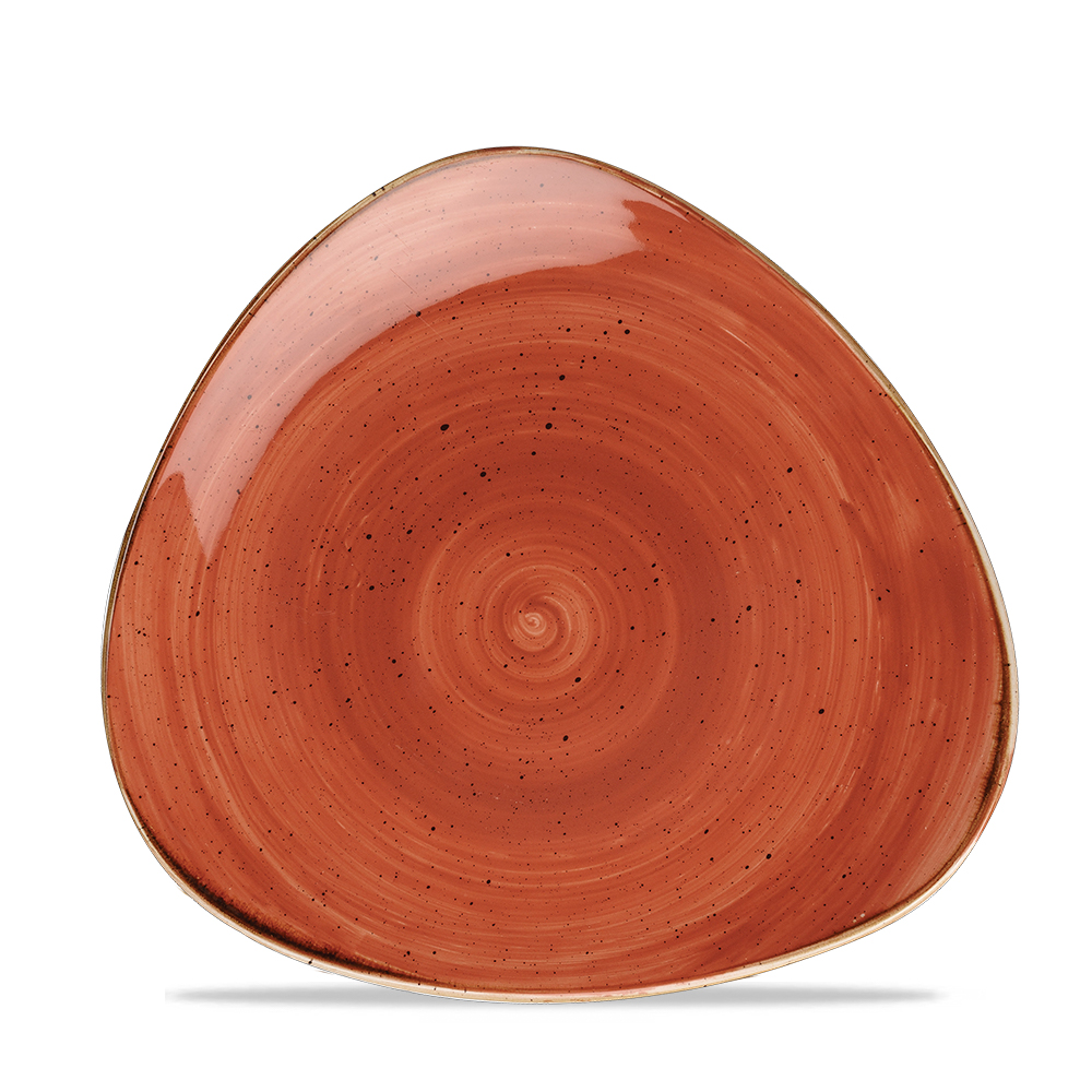 121279 Teller flach dreieckig 23cm STONECAST spiced orange