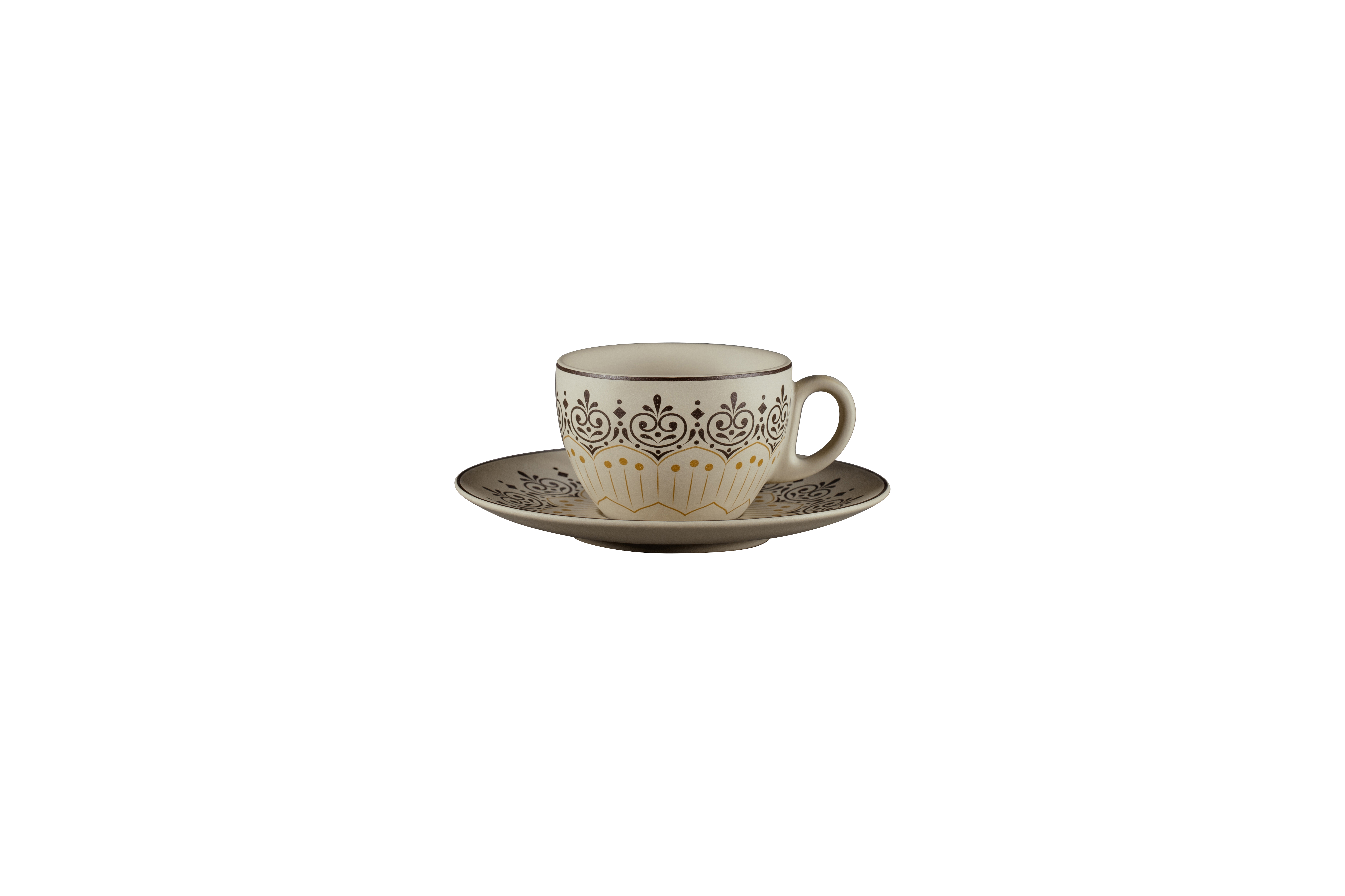 Milchkaffeeuntertasse Ø17cm H2cm ARGILA CARTAGENA decorated grey Milchkaffeeuntertasse Ø17cm H2cm ARGILA CARTAGENA decorated grey