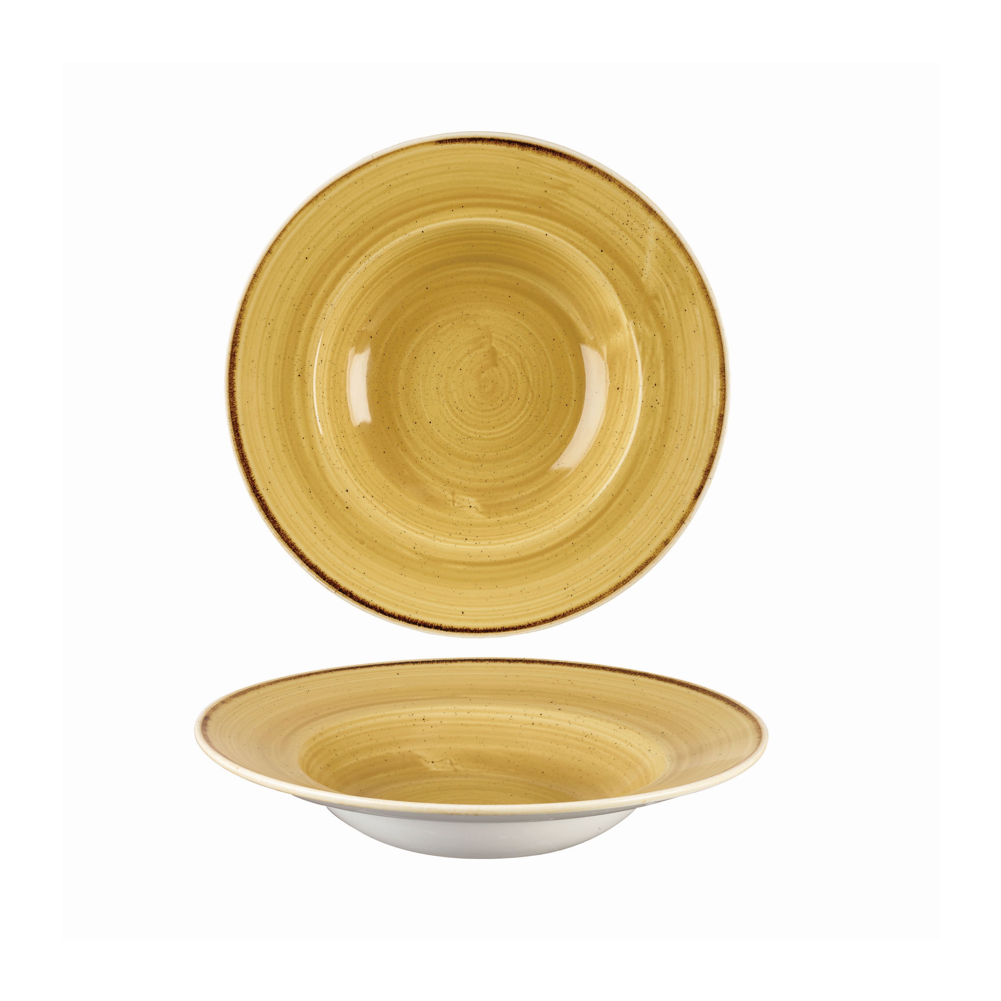 123086 Teller tief breite Fahne 24cm STONECAST mustard seed yellow