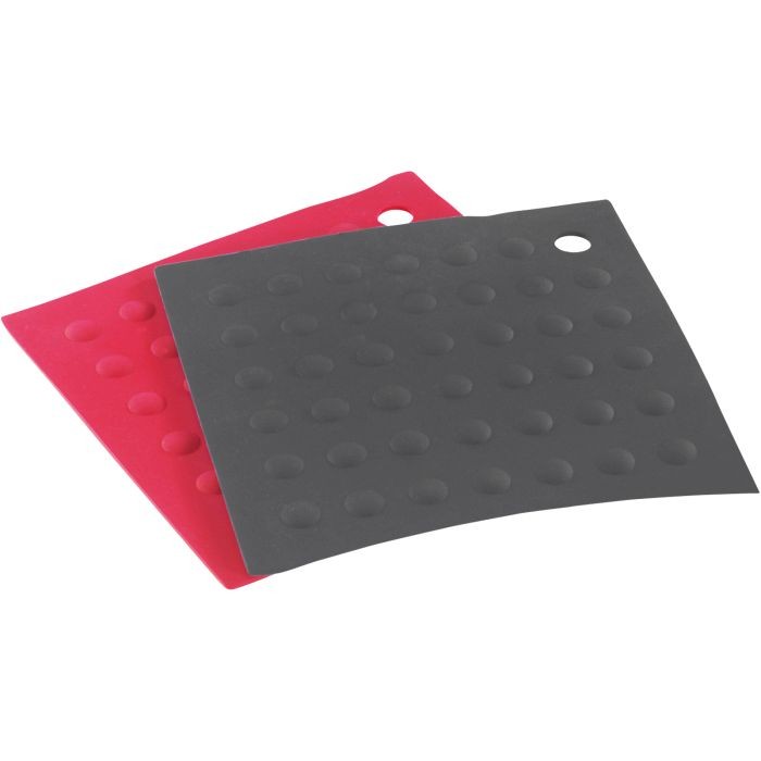2 Stück Untersetzer 18x18cm SILICONE rot/schwarz 2 Stück Untersetzer 18x18cm SILICONE rot/schwarz