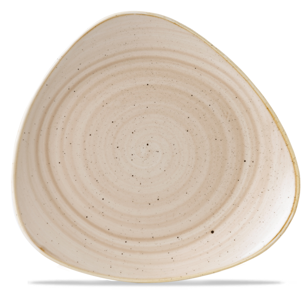 122995 Teller flach dreieckig 31cm STONECAST nutmeg cream