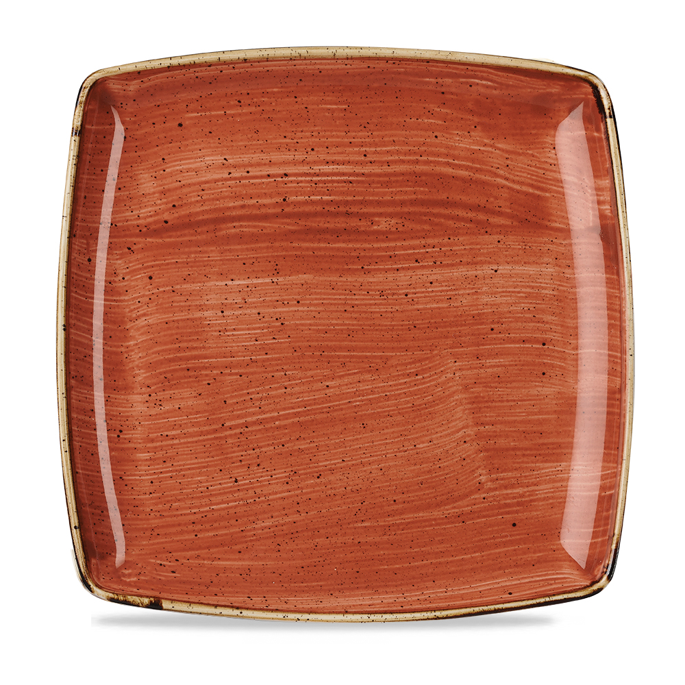 122101 Teller flach eckig 27x27cm STONECAST spiced orange