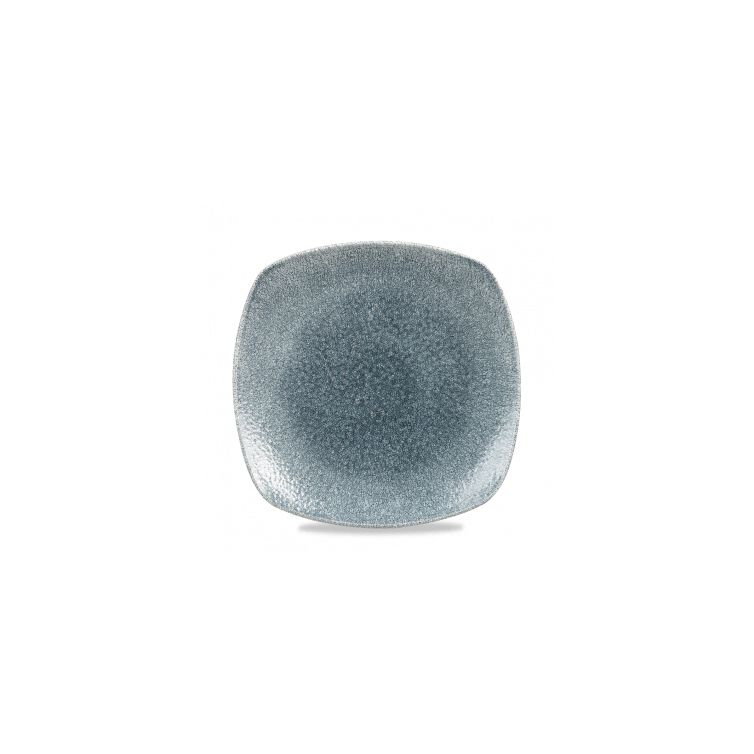 123009 Teller flach eckig 25x25cm RAKU topaz blue
