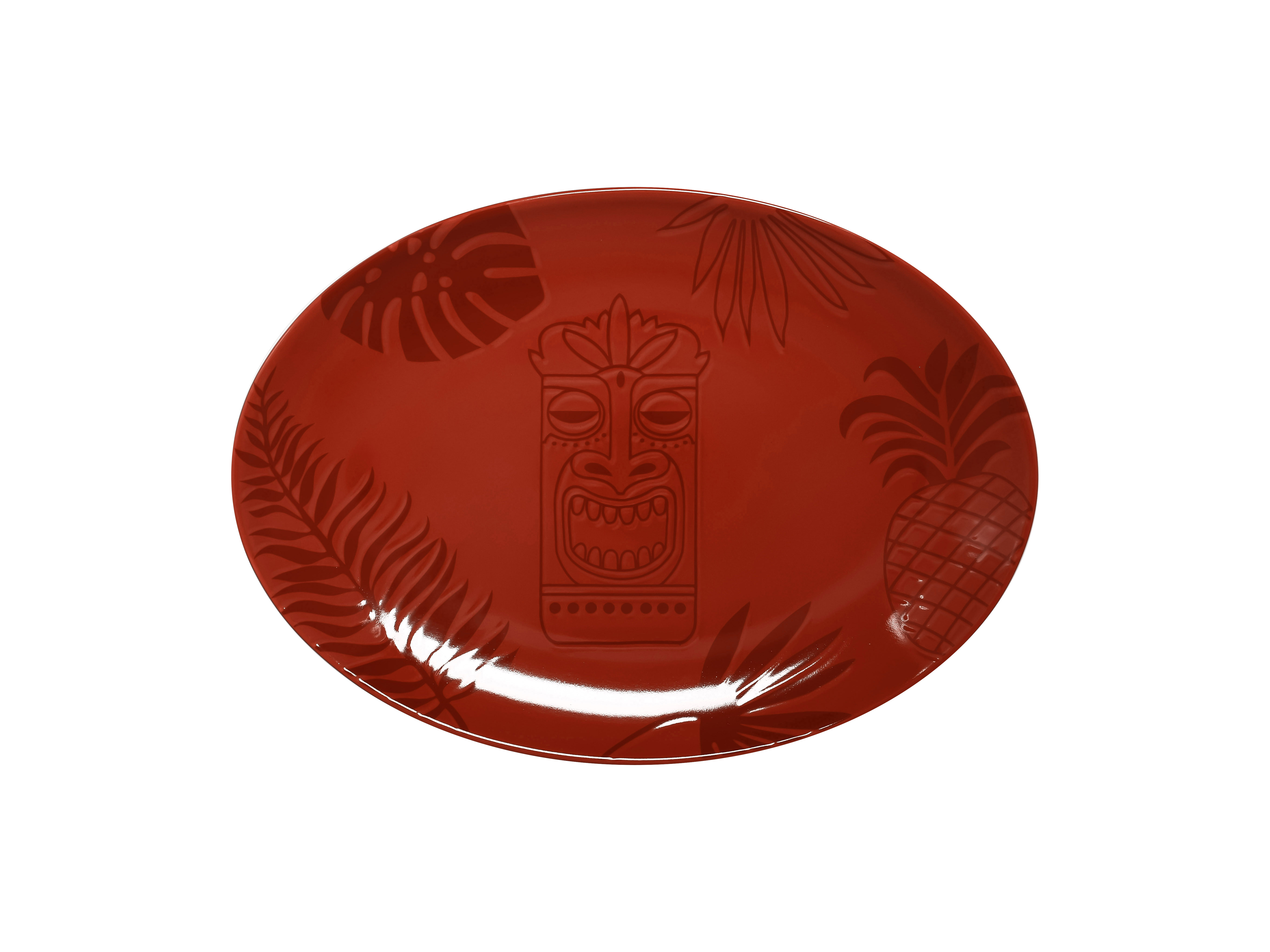 Platte oval 32x23cm AZTEK red