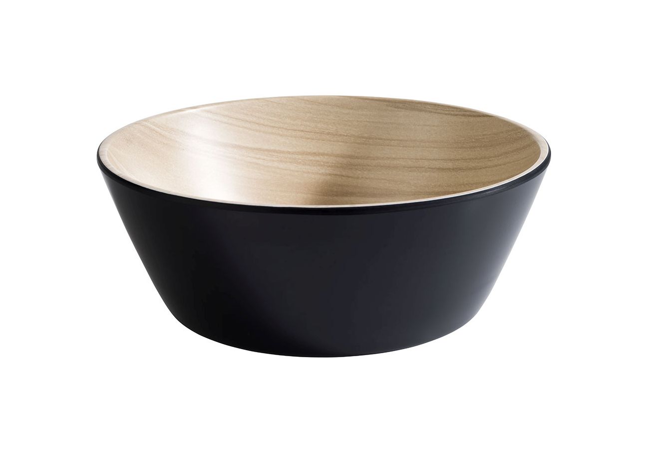 140607 Schale FRIDA schwarz/Holzoptik Ø 20 cm, H: 7,5 cm