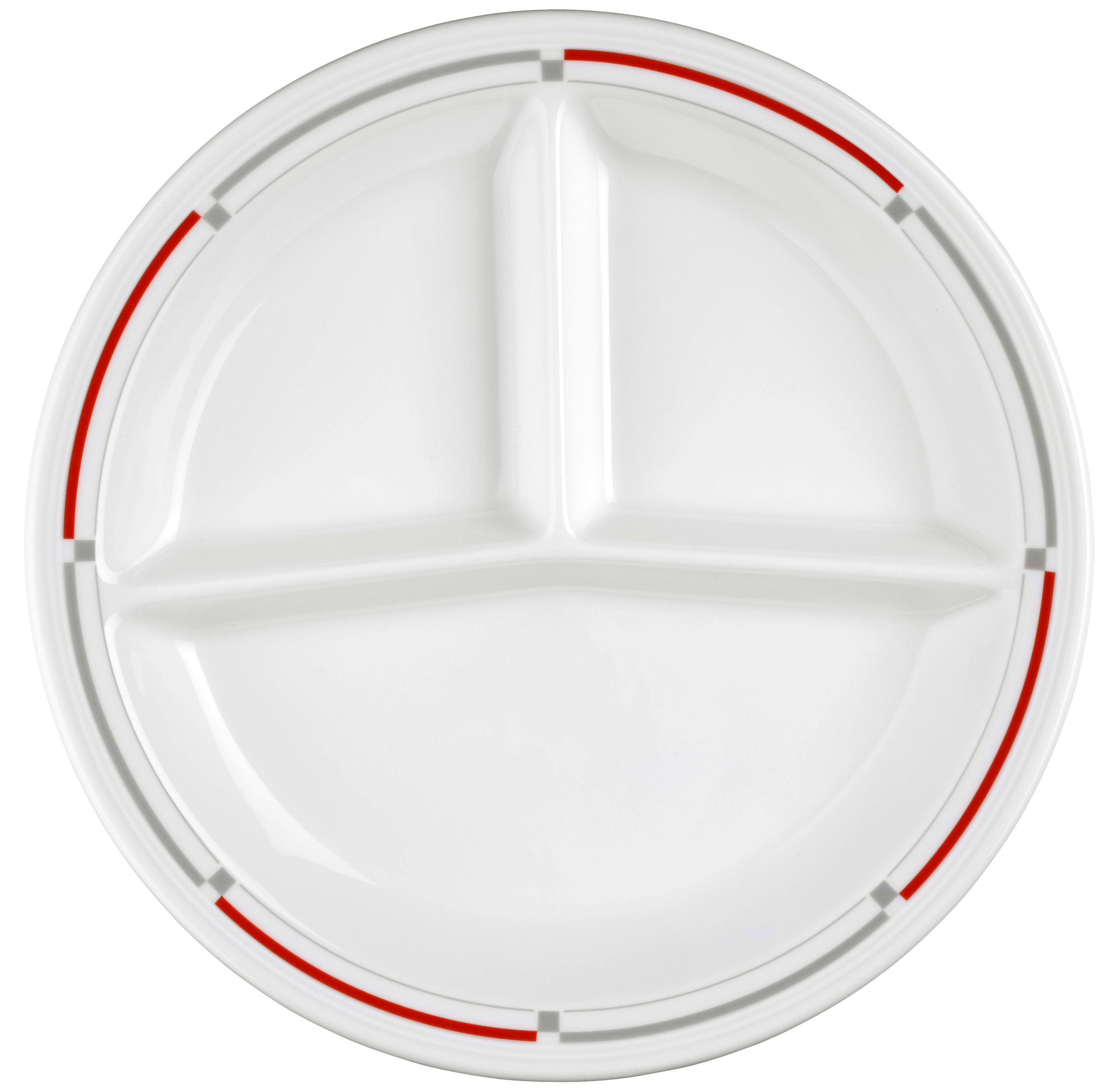 Platte rund mit Relief V219 IM rund 3 tlg. 25,5cm VITALIS rot-grau