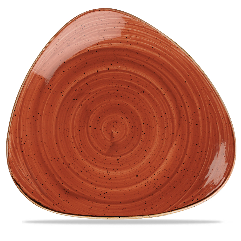 122098 Teller flach dreieckig 31cm STONECAST spiced orange