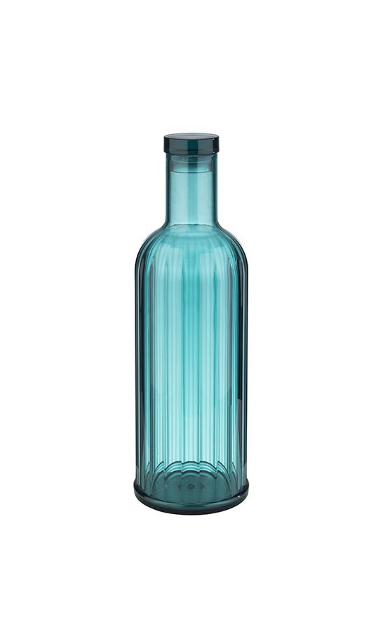 Glasflasche STRIPES blau Ø 9 cm, H: 28,5 cm, 1 Liter