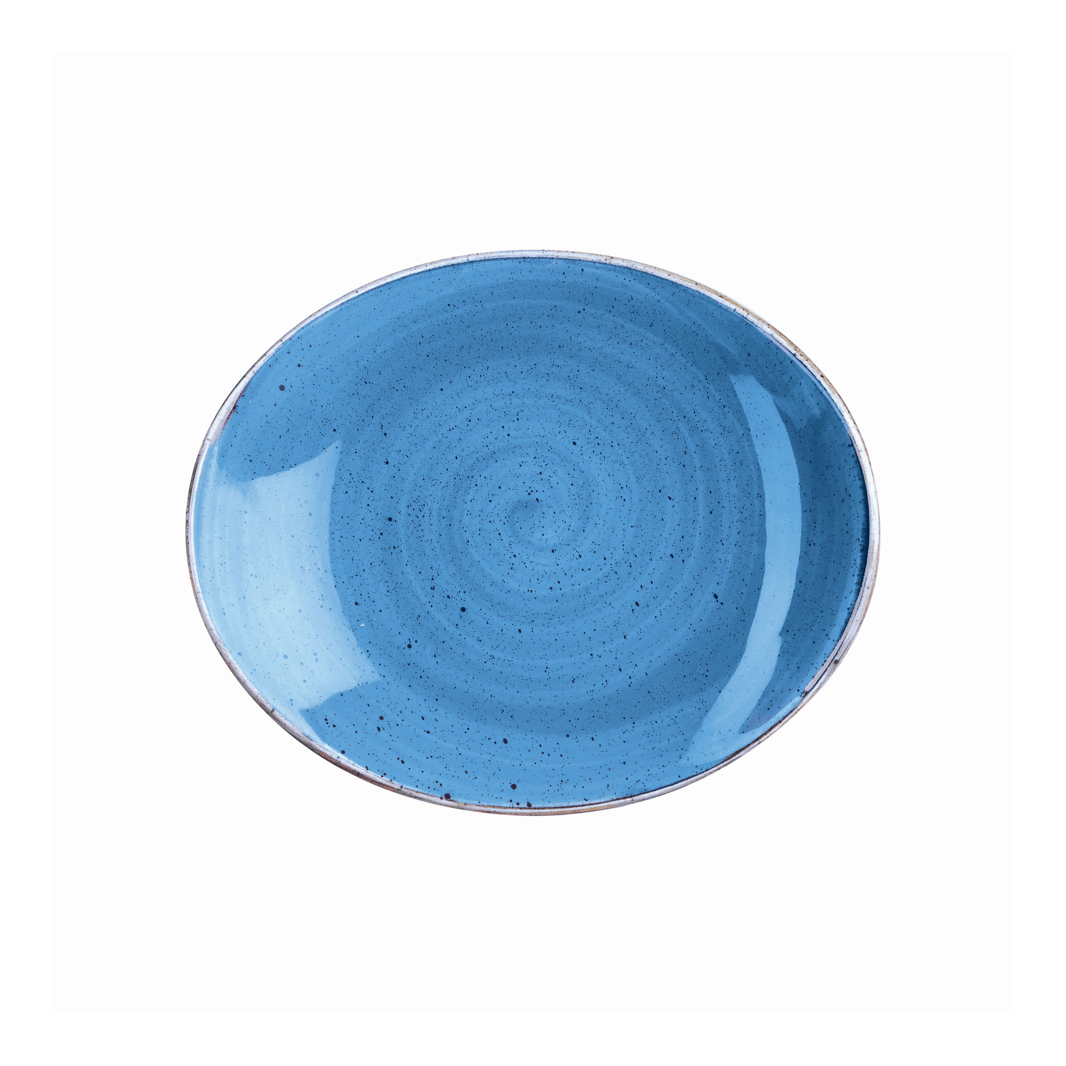 Platte oval coup 19cm STONECAST cornflower blue